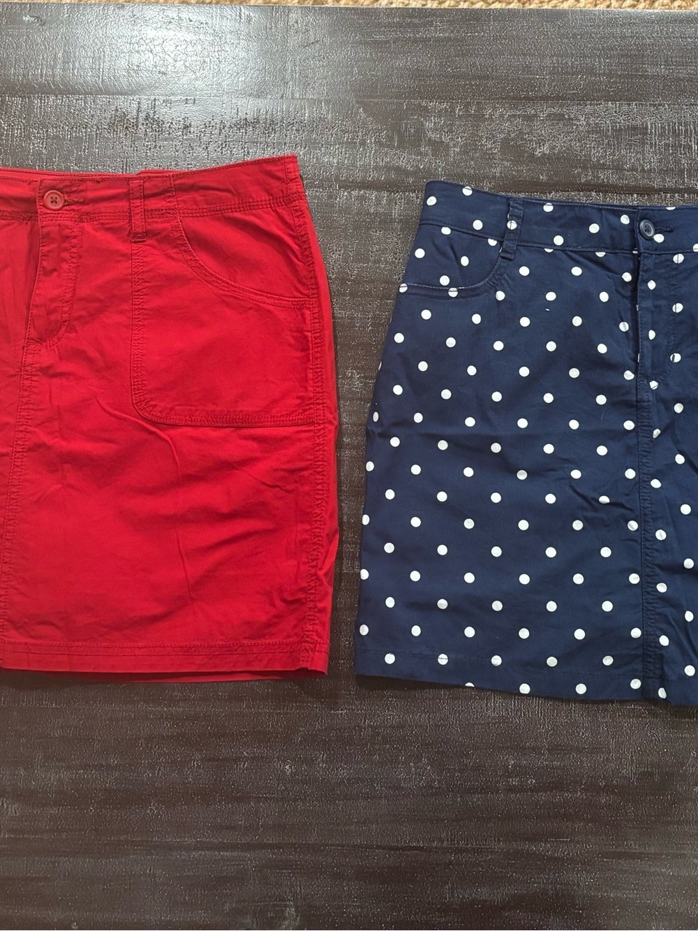 St. John’s Bay Set - Red Cotton Skort & Navy Polka Dot Skort - Women